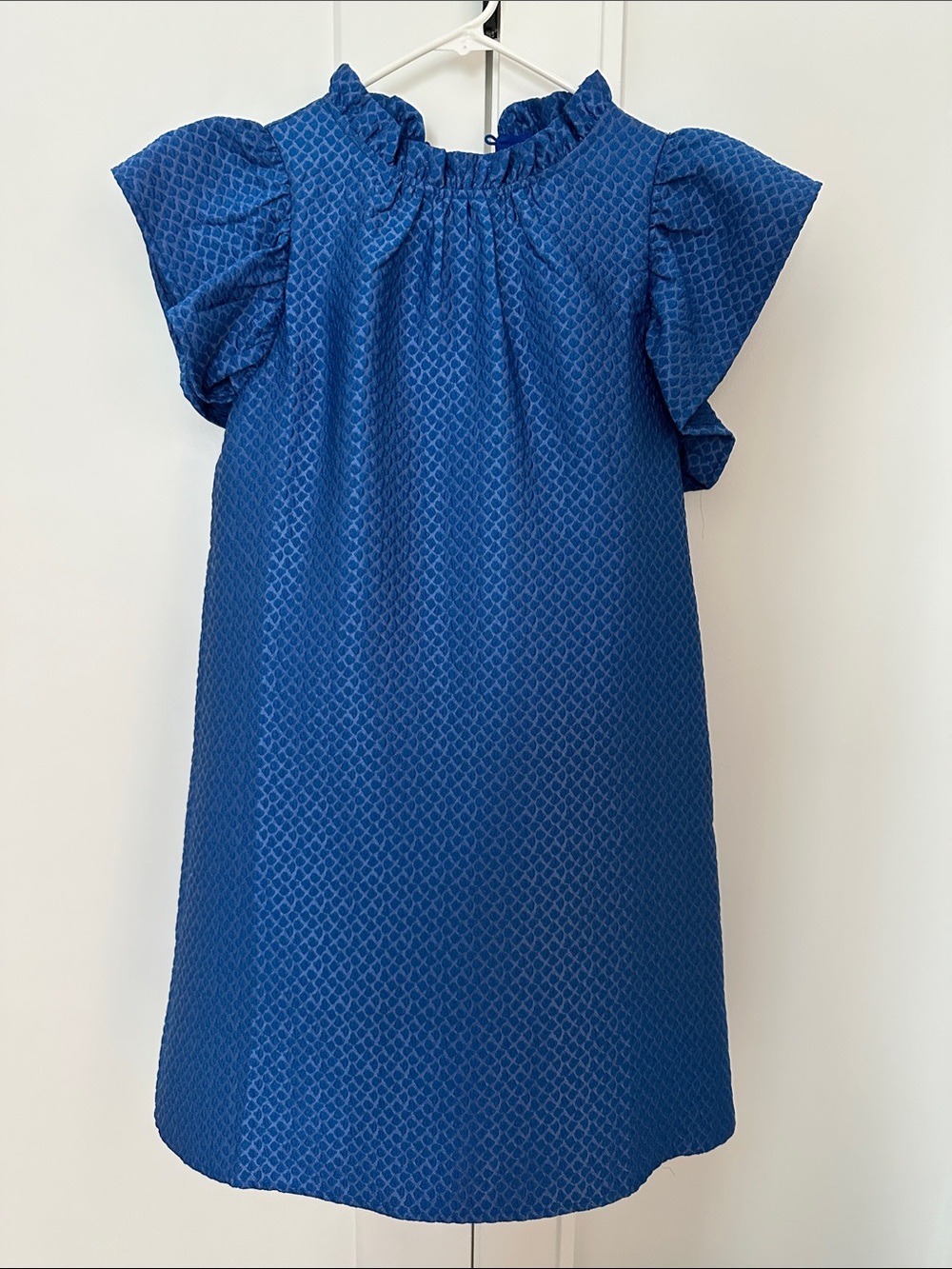 THML Blue Textured Ruffle-Sleeve Dress - Small